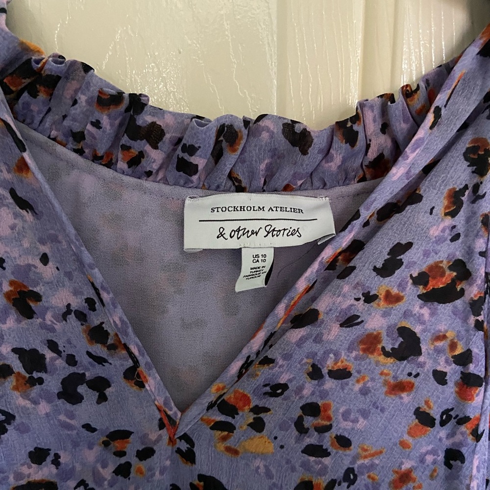 & Other Stories Peasant Flounce Tiered A-Line Mini Printed Dress - Picture 2 of 7